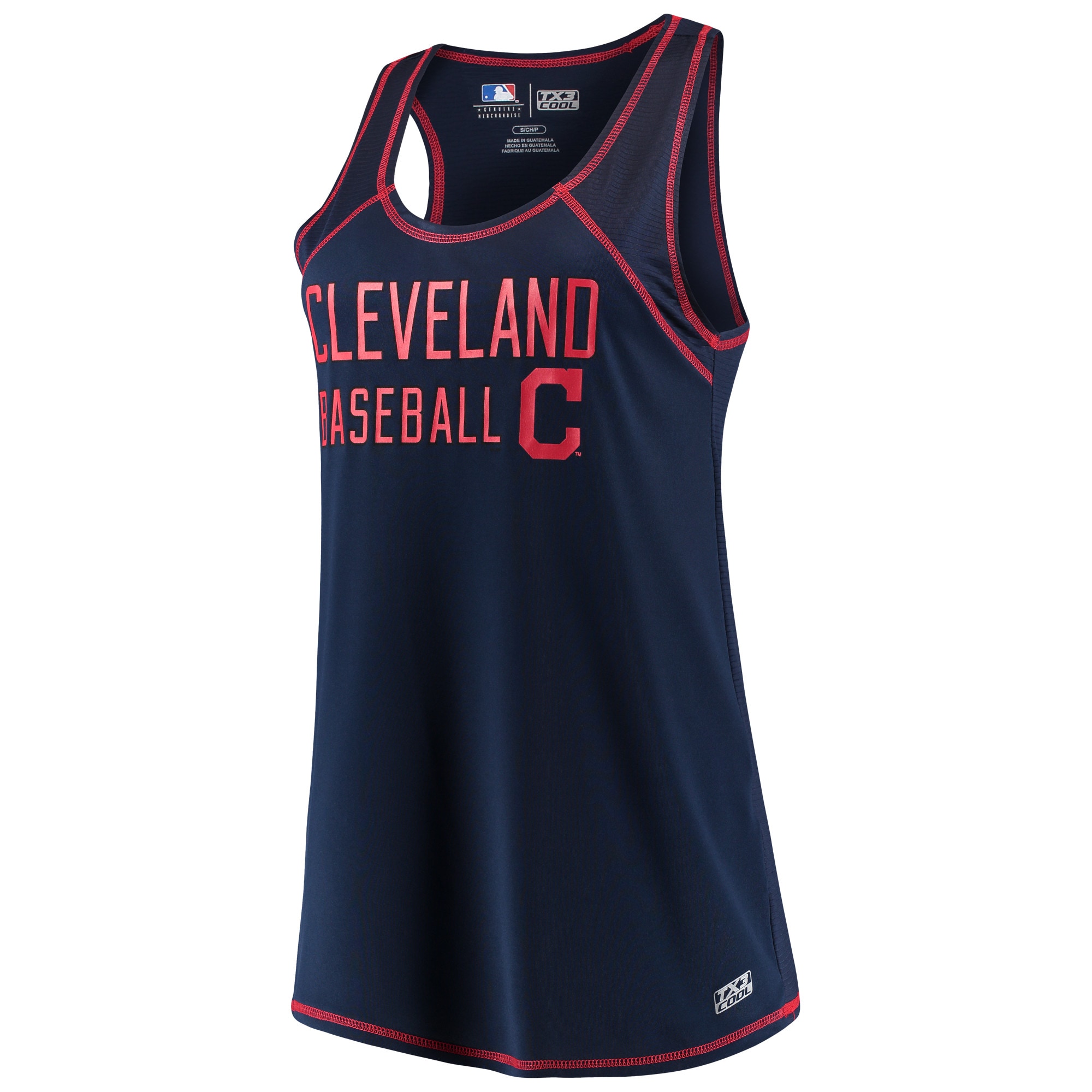 Women's Majestic Navy Cleveland Indians TX3 Cool Fabric Scoop Neck Tank Top